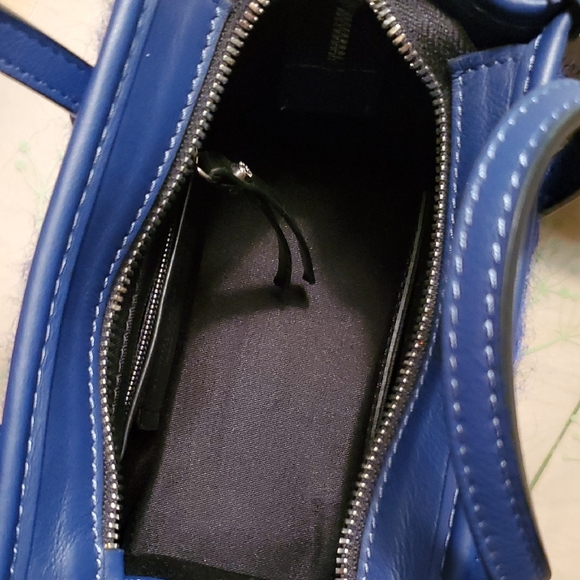 NWR Wool Blend With Leather Trim Blue Italian Handbag - Picture 6 of 10